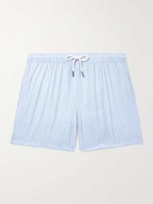 Straight-Leg Mid-Length Striped Swim Shorts Straight-Leg Mid-Length Striped Swim Shorts