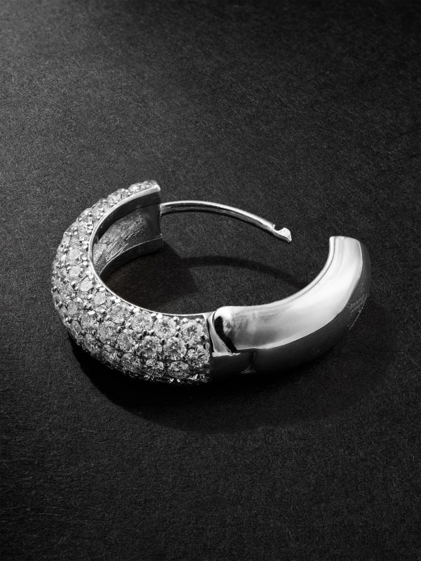 Huggie 14-Karat White Gold Diamond Single Hoop Earring - CU Huggie 14-Karat White Gold Diamond Single Hoop Earring - CU