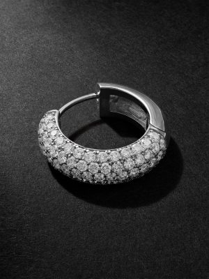 Huggie 14-Karat White Gold Diamond Single Hoop Earring