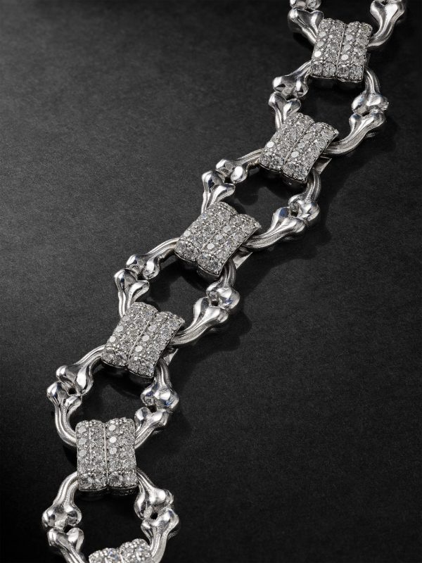 Crushed Bones 14-Karat White Gold Diamond Chain Bracelet - CU