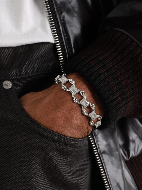 Crushed Bones 14-Karat White Gold Diamond Chain Bracelet - FR