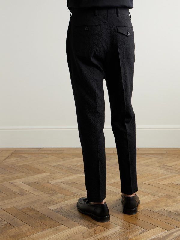 Daniel Tapered Pleated Wool-Blend Seersucker Suit Trousers - BK Daniel Tapered Pleated Wool-Blend Seersucker Suit Trousers - BK