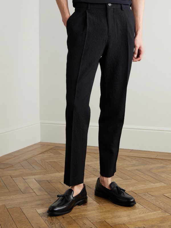 Daniel Tapered Pleated Wool-Blend Seersucker Suit Trousers - FR Daniel Tapered Pleated Wool-Blend Seersucker Suit Trousers - FR