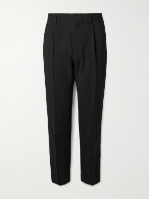 Daniel Tapered Pleated Wool-Blend Seersucker Suit Trousers