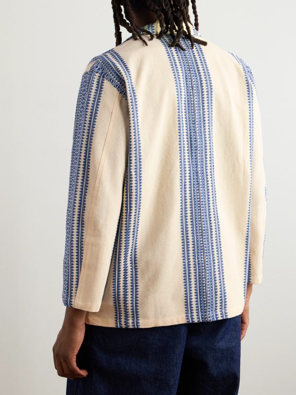 Convertible-Collar Cotton-Jacquard Jacket - BK Convertible-Collar Cotton-Jacquard Jacket - BK