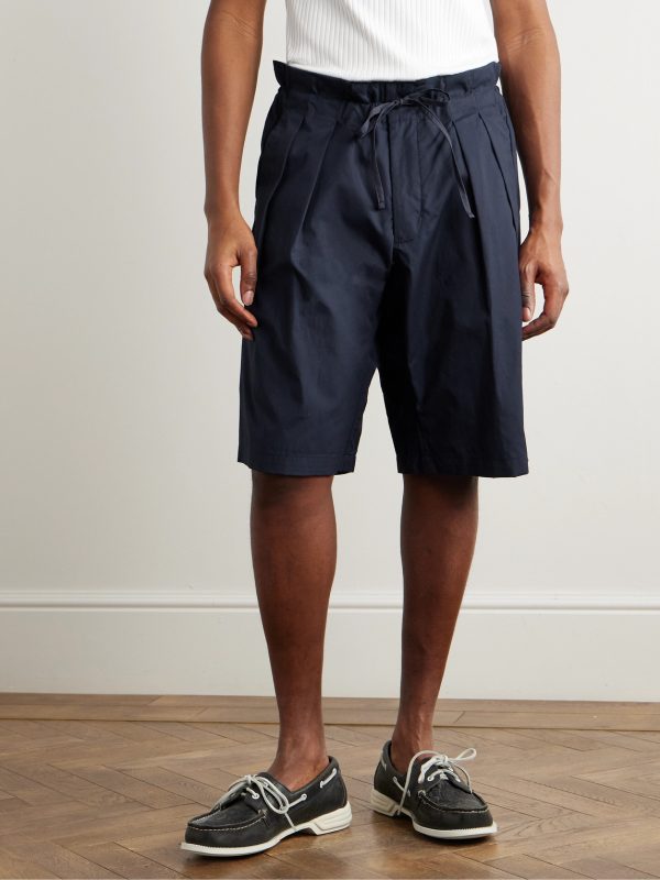 Straight-Leg Pleated Cotton Shorts - FR Straight-Leg Pleated Cotton Shorts - FR