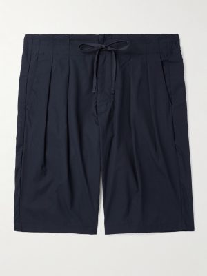 Straight-Leg Pleated Cotton Shorts