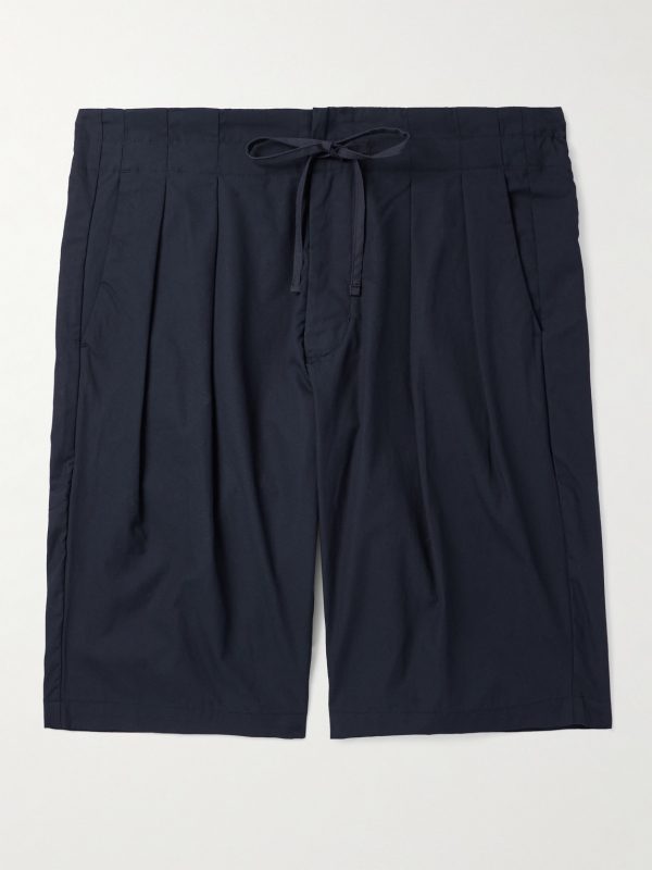 Straight-Leg Pleated Cotton Shorts Straight-Leg Pleated Cotton Shorts