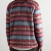 Striped Brushed Jacquard-Knit Cardigan - BK