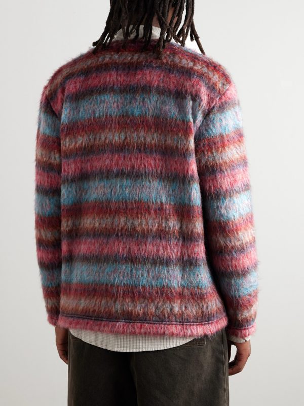 Striped Brushed Jacquard-Knit Cardigan - BK