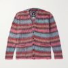 Striped Brushed Jacquard-Knit Cardigan