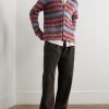 Striped Brushed Jacquard-Knit Cardigan - OU