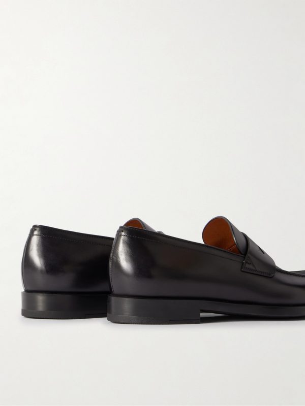 New Classic Flex Glossed-Leather Penny Loafers - BK