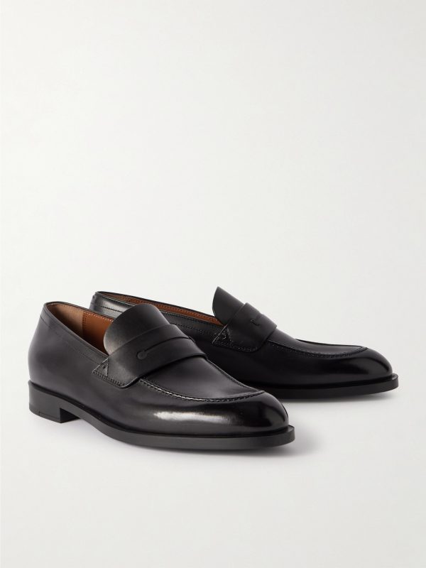 New Classic Flex Glossed-Leather Penny Loafers - FR