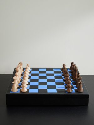 Panama Cross-Grain Leather and Wood Chess Set