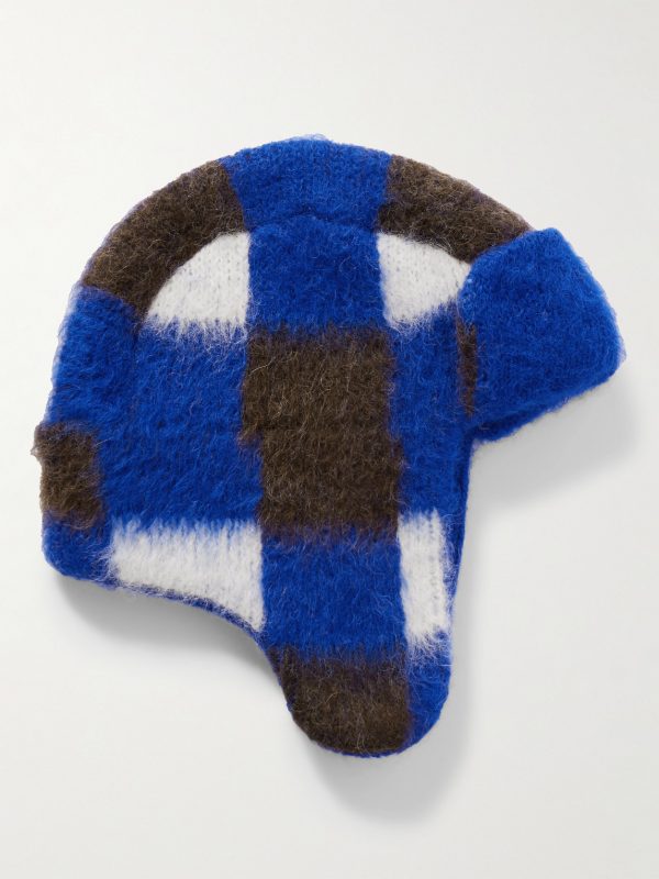 Thistle Checked Alpaca-Blend Trapper Hat