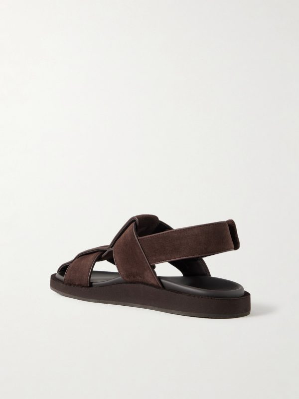 Milford Leather-Trimmed Suede Sandals - BK