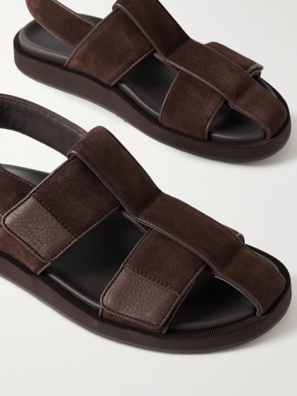 Milford Leather-Trimmed Suede Sandals - CU