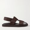 Milford Leather-Trimmed Suede Sandals