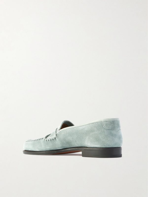 Bath Leather-Trimmed Suede Loafers - BK