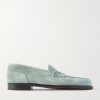 Bath Leather-Trimmed Suede Loafers