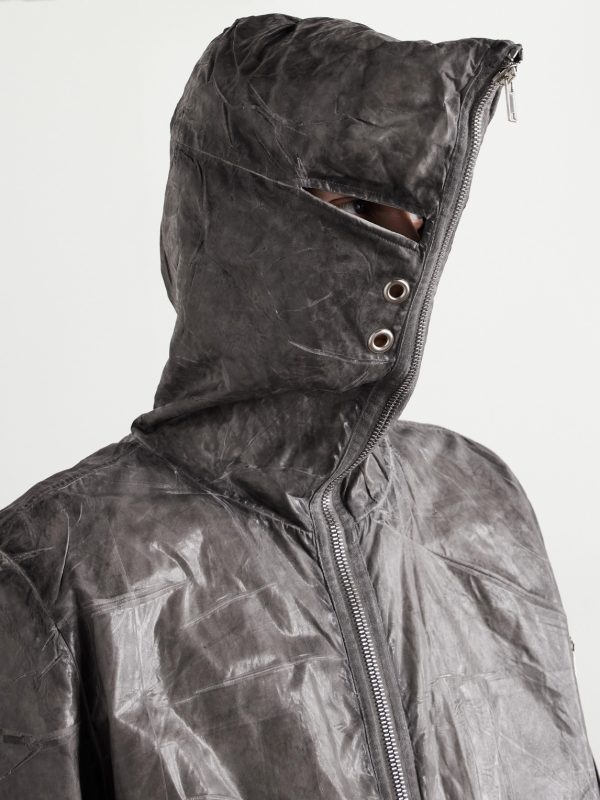 Garment-Dyed Foil Coated Cotton-Poplin Hooded Bomber Jacket - E2 Garment-Dyed Foil Coated Cotton-Poplin Hooded Bomber Jacket - E2