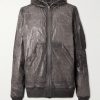 Garment-Dyed Foil Coated Cotton-Poplin Hooded Bomber Jacket Garment-Dyed Foil Coated Cotton-Poplin Hooded Bomber Jacket