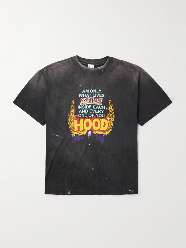 + Neighborhood Distressed Paint-Splattered Printed Cotton-Jersey T-Shirt + Neighborhood Distressed Paint-Splattered Printed Cotton-Jersey T-Shirt