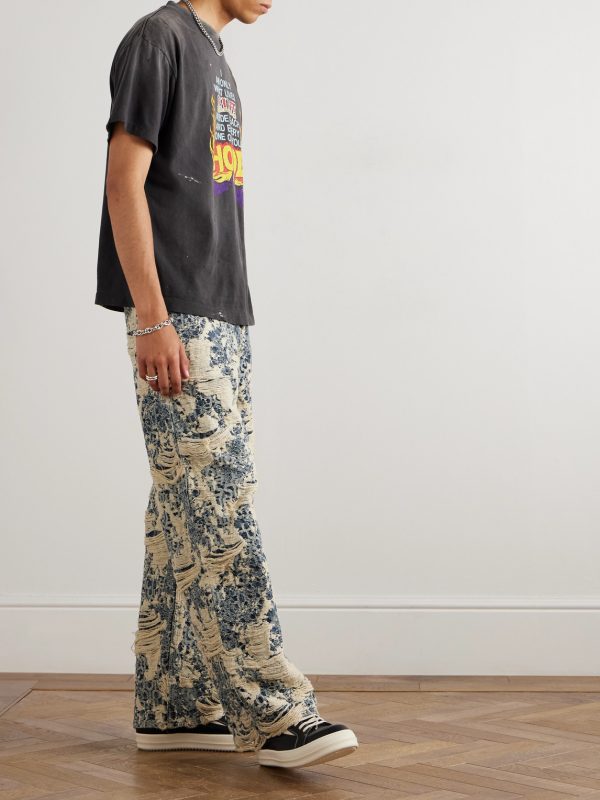 + Neighborhood Distressed Paint-Splattered Printed Cotton-Jersey T-Shirt - OU + Neighborhood Distressed Paint-Splattered Printed Cotton-Jersey T-Shirt - OU
