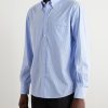 Button-Down Collar Logo-Embroidered Striped Cotton-Poplin Shirt - FR Button-Down Collar Logo-Embroidered Striped Cotton-Poplin Shirt - FR
