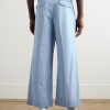 Wide-Leg Cotton-Chambray Trousers - BK Wide-Leg Cotton-Chambray Trousers - BK