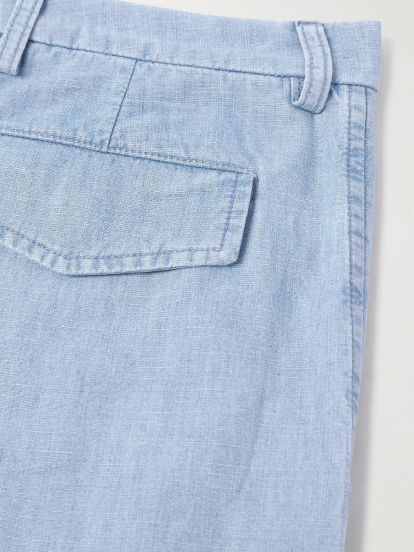 Wide-Leg Cotton-Chambray Trousers - CU Wide-Leg Cotton-Chambray Trousers - CU