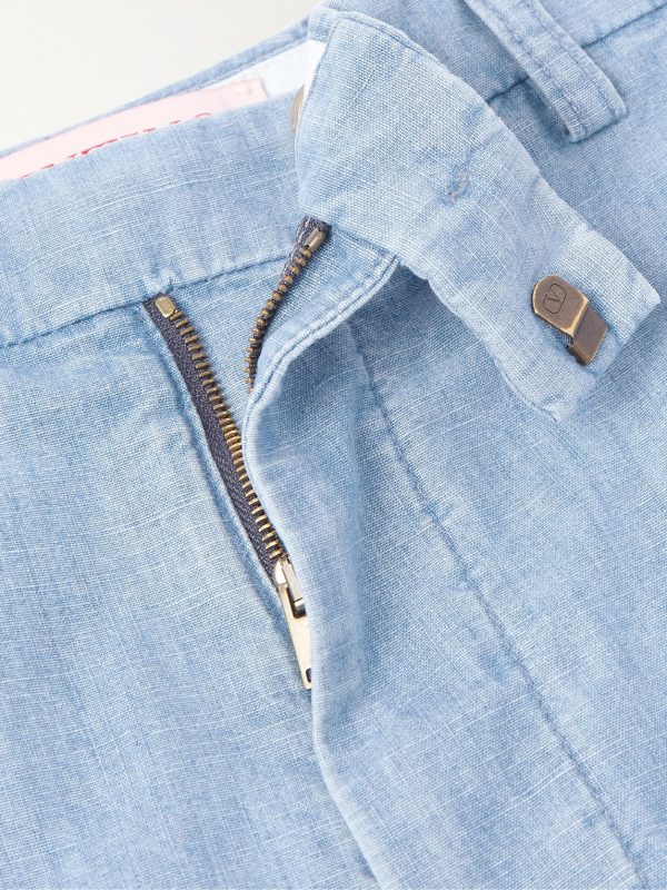 Wide-Leg Cotton-Chambray Trousers - E1 Wide-Leg Cotton-Chambray Trousers - E1