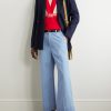 Wide-Leg Cotton-Chambray Trousers - OU Wide-Leg Cotton-Chambray Trousers - OU