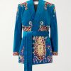Belted Sequin-Embellished Cotton-Velvet Jacket