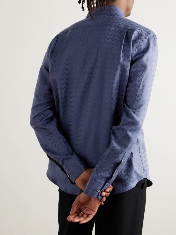 Striped Cotton-Blend Jacquard Shirt - BK Striped Cotton-Blend Jacquard Shirt - BK