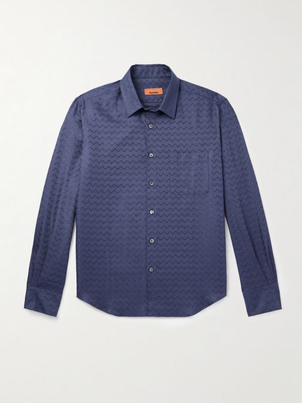 Striped Cotton-Blend Jacquard Shirt Striped Cotton-Blend Jacquard Shirt