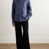 Striped Cotton-Blend Jacquard Shirt - OU Striped Cotton-Blend Jacquard Shirt - OU