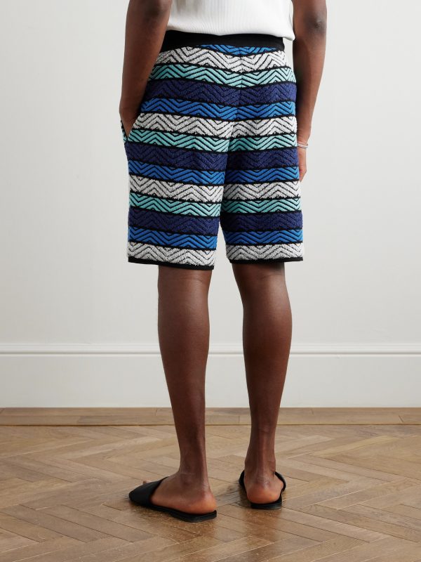 Straight-Leg Striped Cotton-Blend Bouclé Drawstring Shorts - BK Straight-Leg Striped Cotton-Blend Bouclé Drawstring Shorts - BK