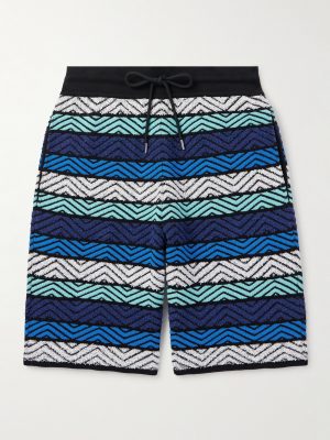 Straight-Leg Striped Cotton-Blend Bouclé Drawstring Shorts