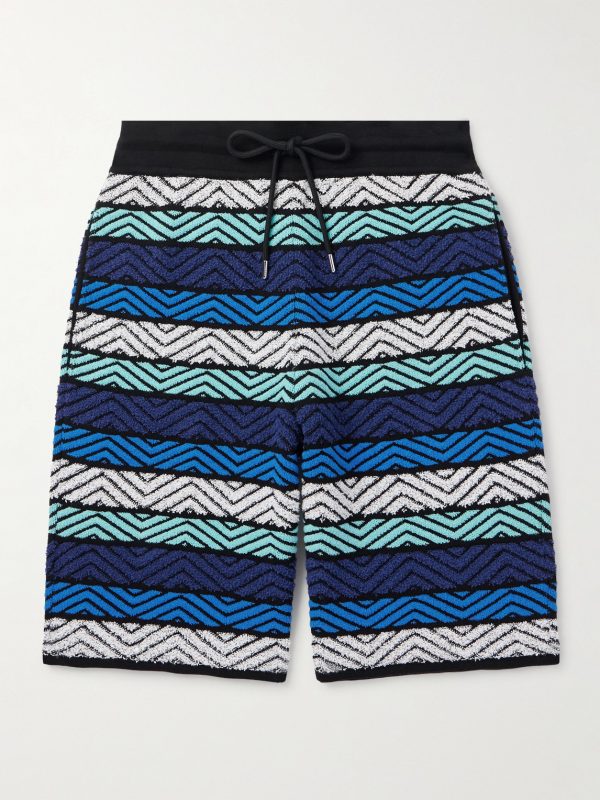 Straight-Leg Striped Cotton-Blend Bouclé Drawstring Shorts Straight-Leg Striped Cotton-Blend Bouclé Drawstring Shorts