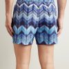 Straight-Leg Mid-Length Striped Swim Shorts - BK Straight-Leg Mid-Length Striped Swim Shorts - BK