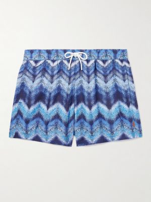 Straight-Leg Mid-Length Striped Swim Shorts Straight-Leg Mid-Length Striped Swim Shorts