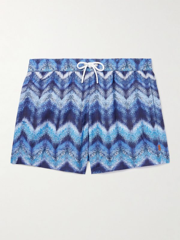 Straight-Leg Mid-Length Striped Swim Shorts Straight-Leg Mid-Length Striped Swim Shorts