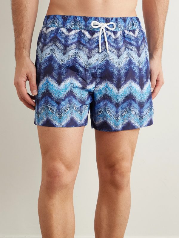 Straight-Leg Mid-Length Striped Swim Shorts - OU Straight-Leg Mid-Length Striped Swim Shorts - OU