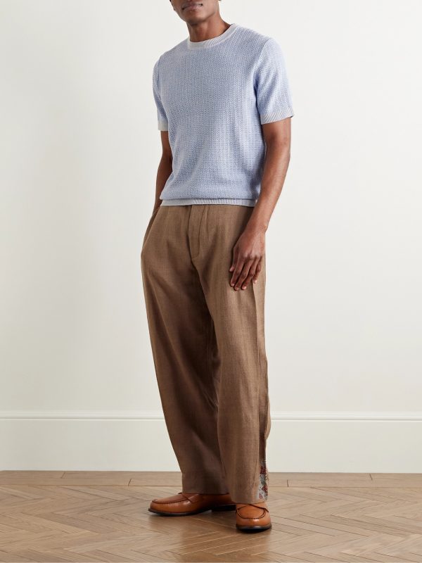 Silk and Linen-Blend T-Shirt - OU Silk and Linen-Blend T-Shirt - OU