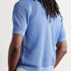 Slim-Fit Camp-Collar Pointelle-Knit Cotton Shirt - BK Slim-Fit Camp-Collar Pointelle-Knit Cotton Shirt - BK