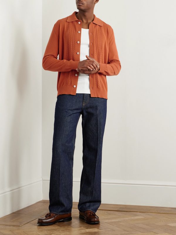 Pointelle-Knit Cotton Shirt - OU Pointelle-Knit Cotton Shirt - OU