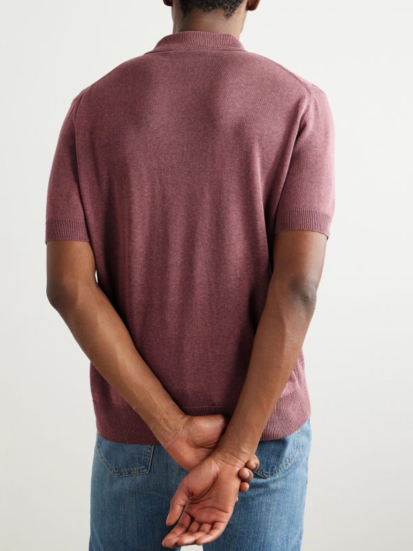 Cable-Knit Silk and Linen-Blend Polo Shirt - BK