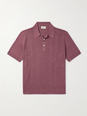 Cable-Knit Silk and Linen-Blend Polo Shirt Cable-Knit Silk and Linen-Blend Polo Shirt